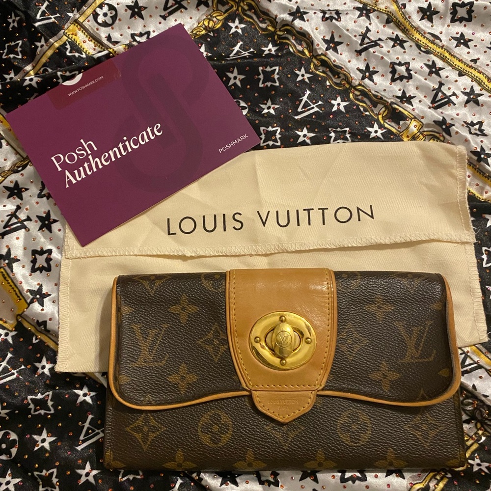 LOUIS VUITTON Boetie Brown Flower Monogram Long Wallet